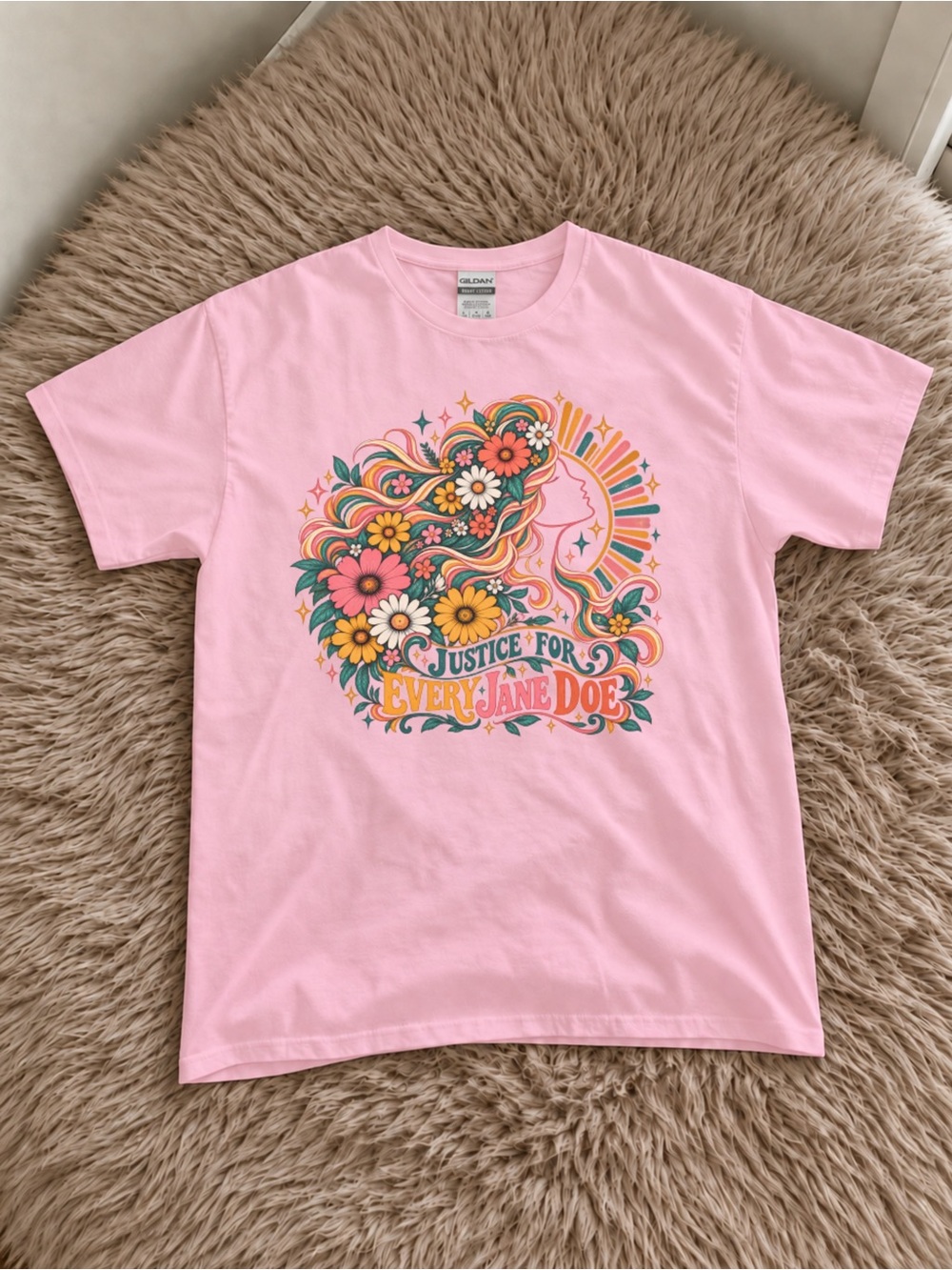 Gildan 5000 Floral Pink Graphic Tee